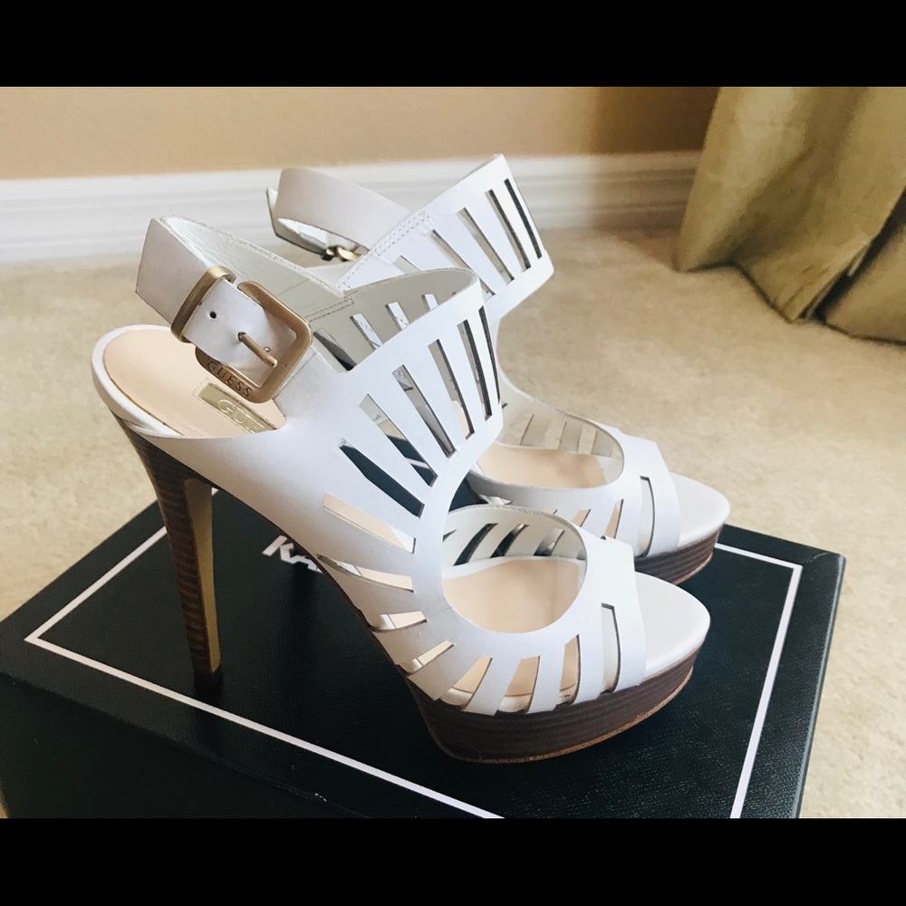 Guess white heels